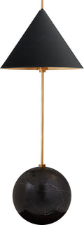 Cleo Orb Base Accent Lamp | Antique-Burnished Brass | Black Shade