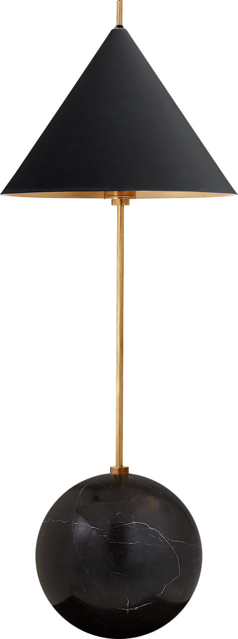 Cleo Orb Base Accent Lamp | Antique-Burnished Brass | Black Shade