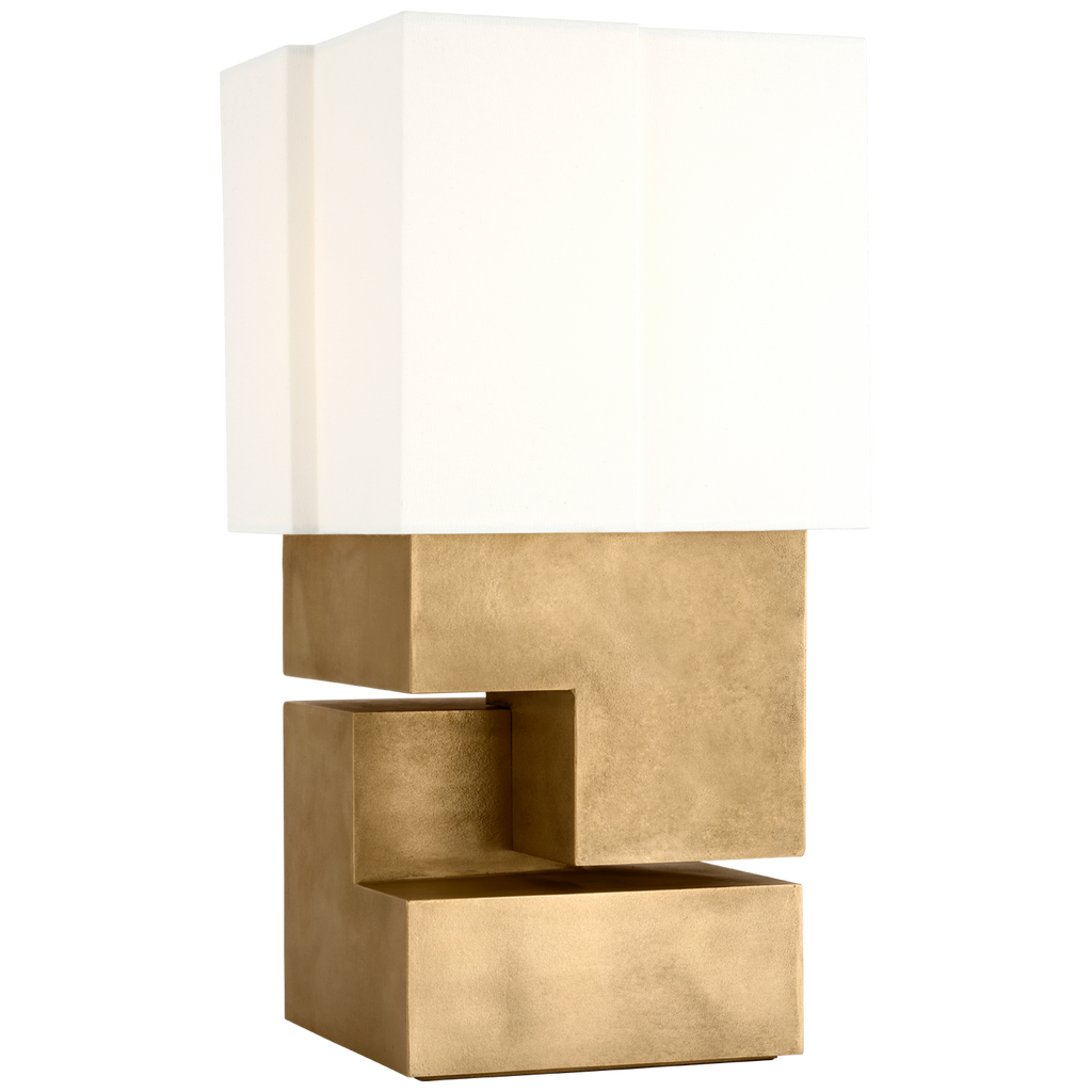 Nucleo 18" Table Lamp | Museum Brass | Linen Shade