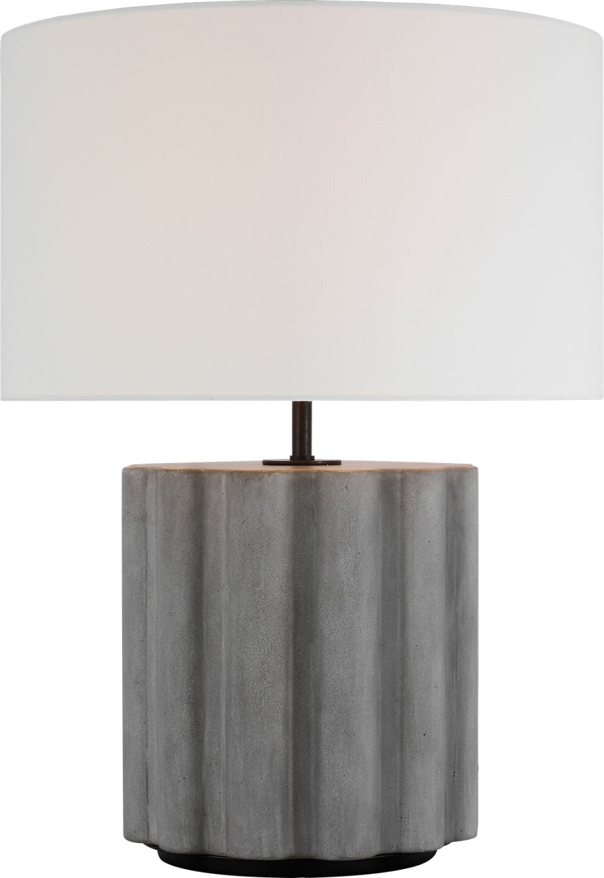 Scioto Medium Table Lamp | Oyster Stained Concrete | Linen Shade