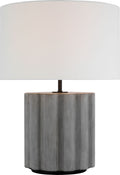 Scioto Medium Table Lamp | Oyster Stained Concrete | Linen Shade