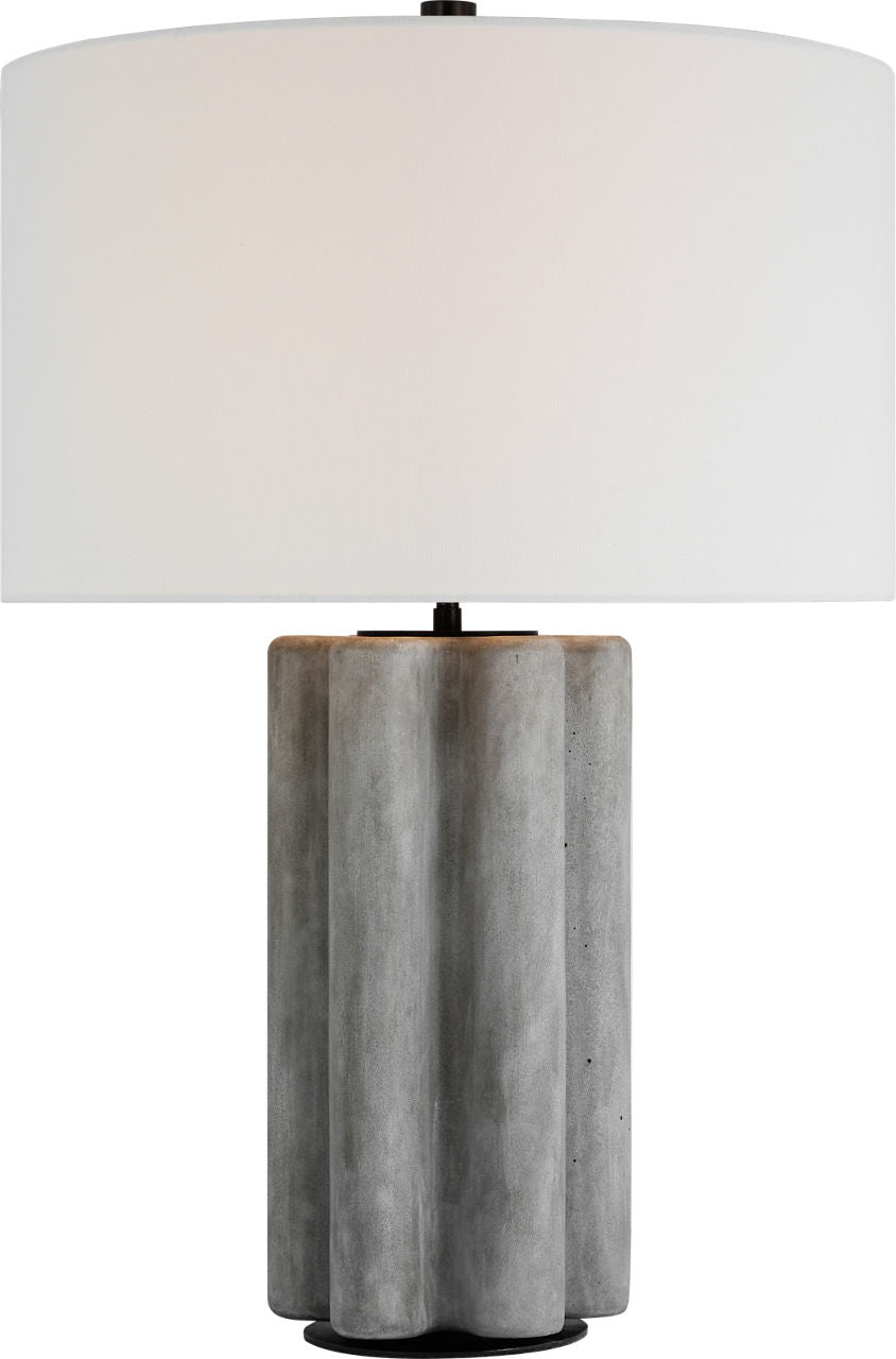 Vellig Medium Table Lamp | Oyster Stained Concrete | Linen Shade