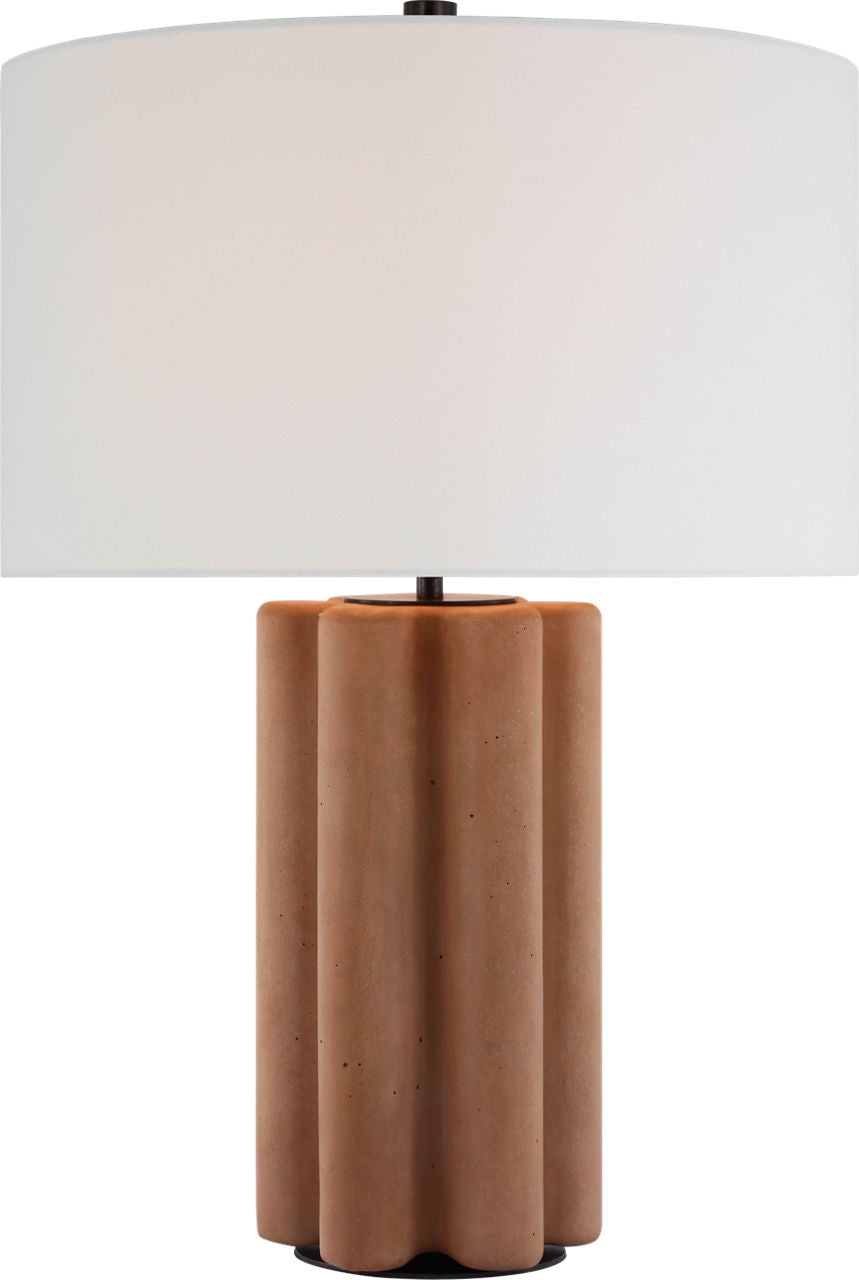 Vellig Medium Table Lamp | Terracotta Stained Concrete | Linen Shade