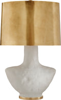 Armato Small Table Lamp | Porous White Ceramic | Oval Antique-Burnished Brass Shade