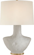 Armato Small Table Lamp | Porous White Ceramic | Oval Linen Shade
