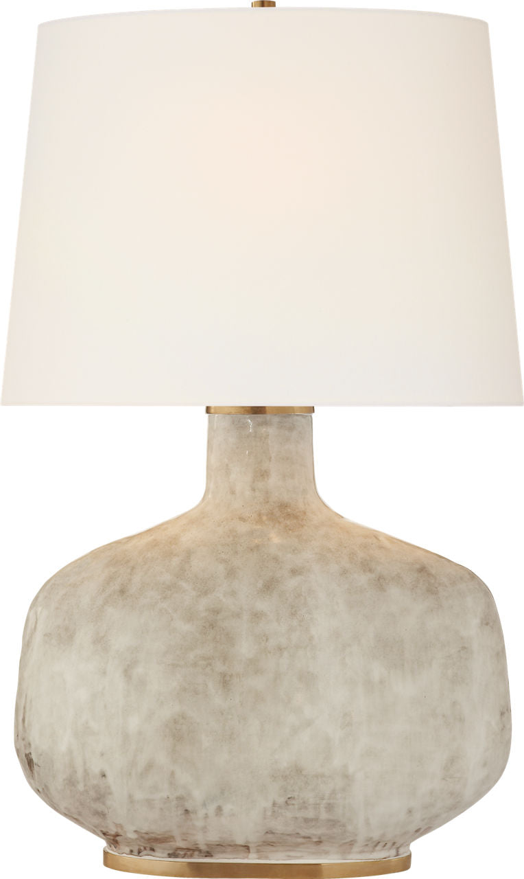 Beton Large Table Lamp | Antiqued White Ceramic | Linen Shade
