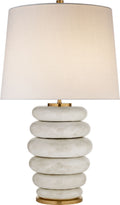 Phoebe Stacked Table Lamp | Antiqued White | Linen Shade