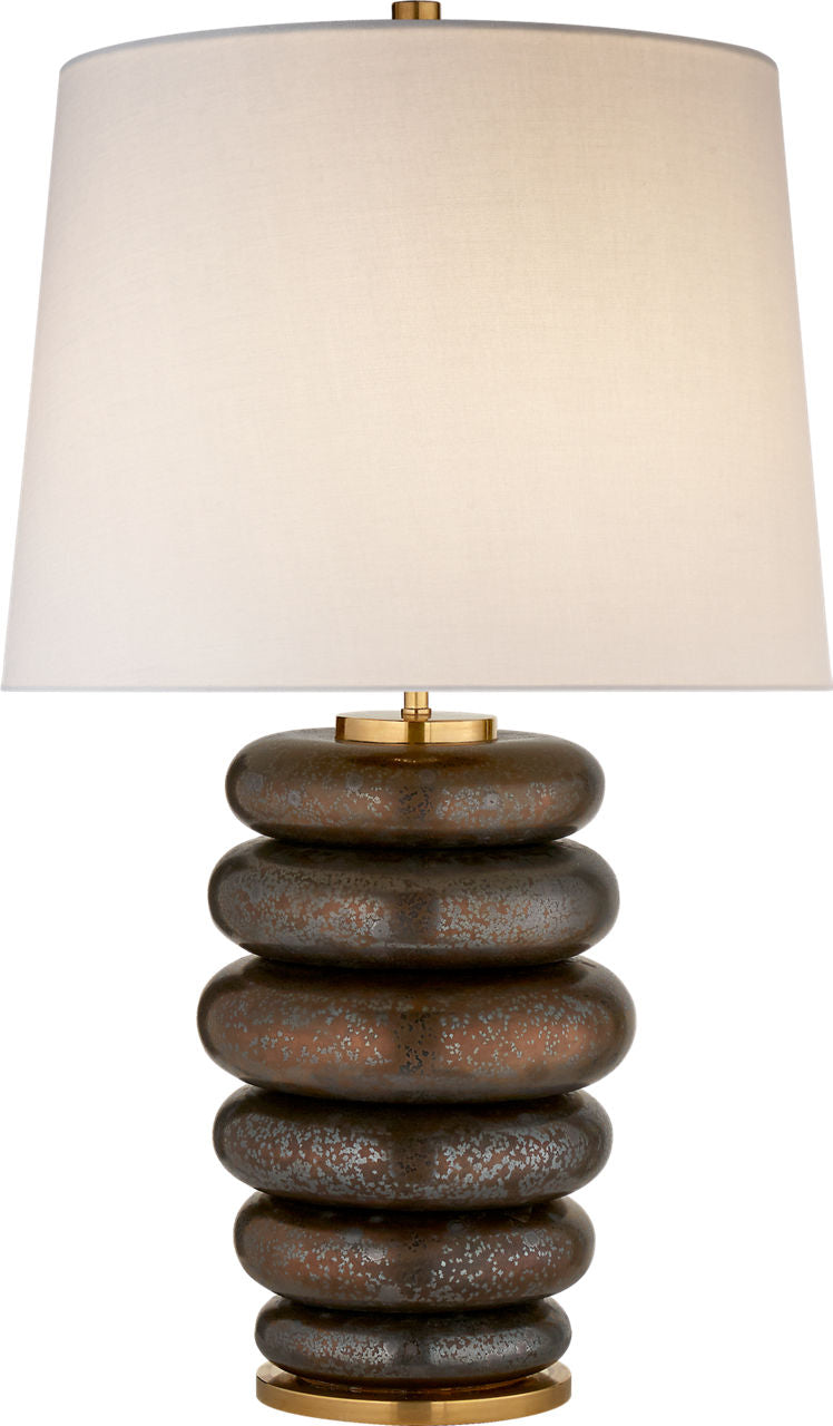 Phoebe Stacked Table Lamp | Crystal Bronze | Linen Shade
