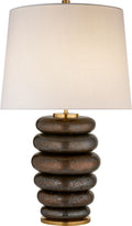 Phoebe Stacked Table Lamp | Crystal Bronze | Linen Shade