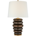 Phoebe Cordless Stacked Table Lamp | Crystal Bronze | Linen Shade