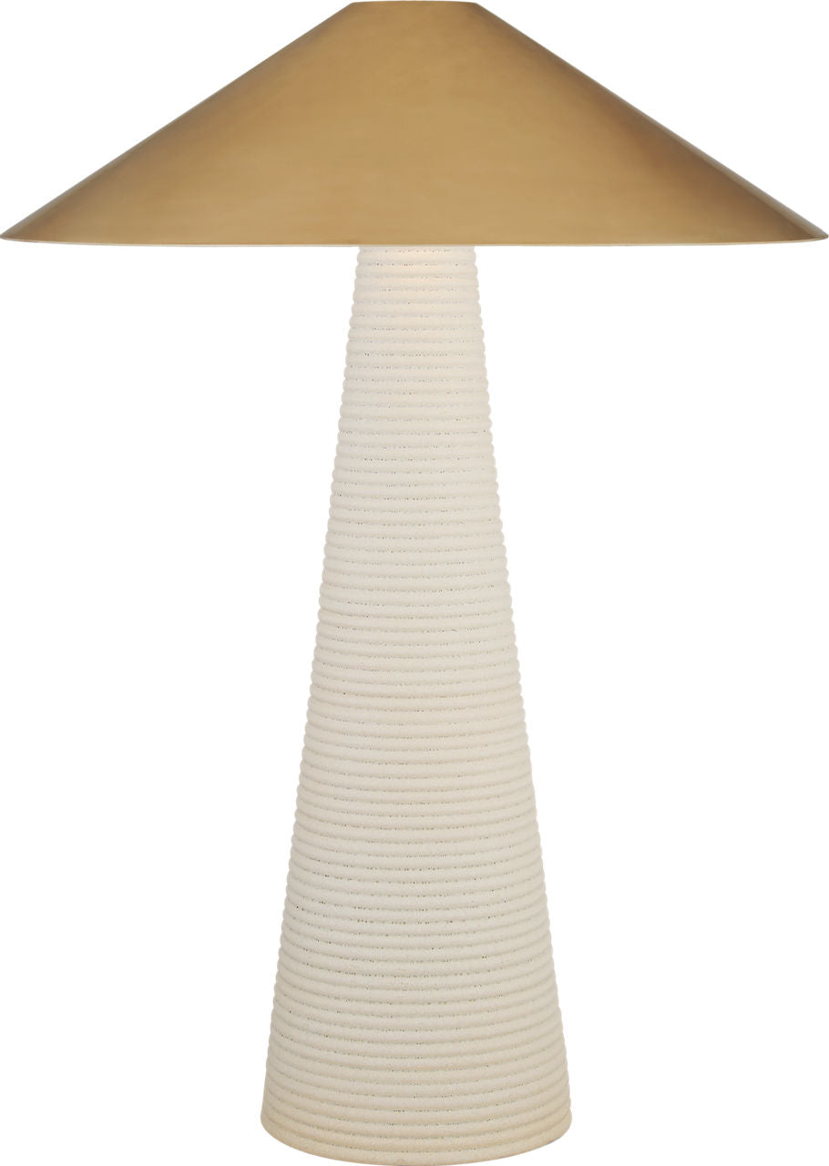 Miramar Table Lamp | Porous White | Antique-Burnished Brass Shade