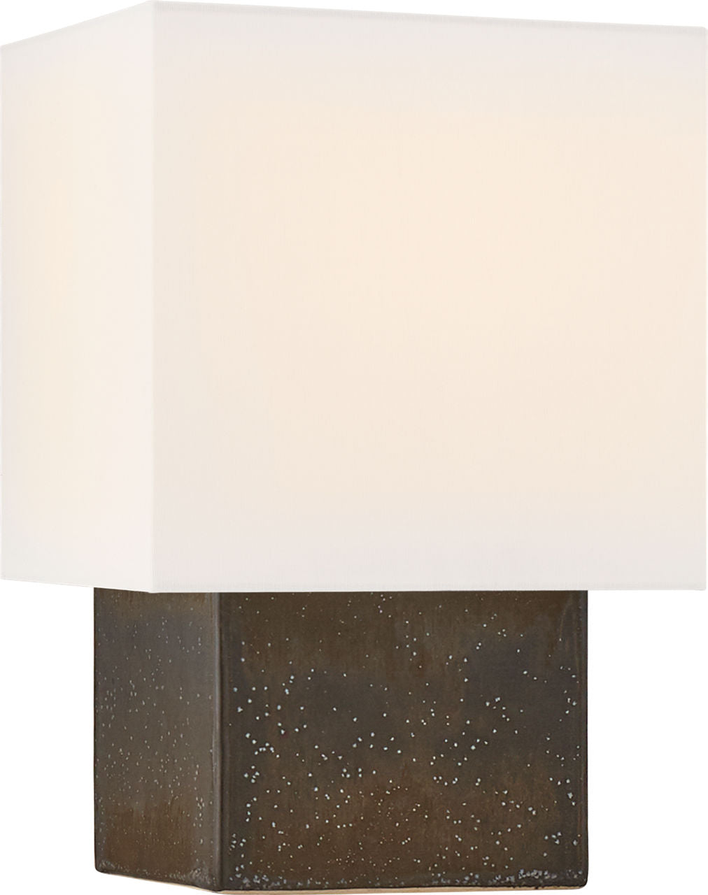 Pari Small Square Table Lamp | Stained Black Metallic | Linen Shade