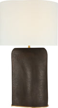Amantani Extra Large Sculpted Form Table Lamp | Stained Black Metallic | Linen Shade