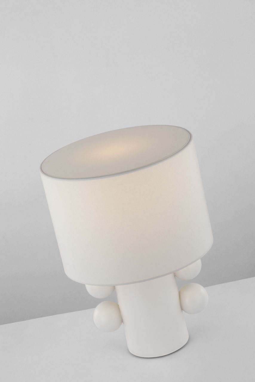 Tiglia Low Table Lamp | Plaster White | Linen Shade