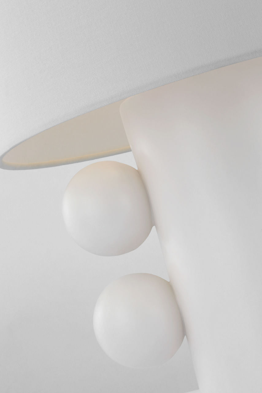 Tiglia Low Table Lamp | Plaster White | Linen Shade