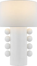 Tiglia Tall Cordless Table Lamp | Plaster White | Linen Shade