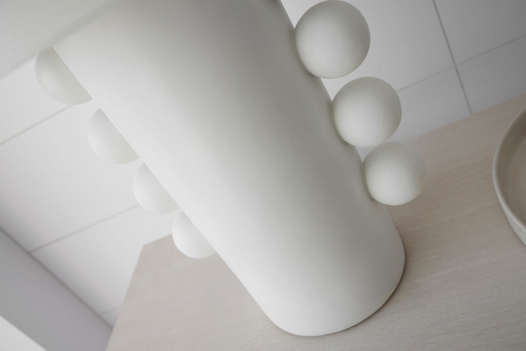 Tiglia Tall Table Lamp | Plaster White | Linen Shade