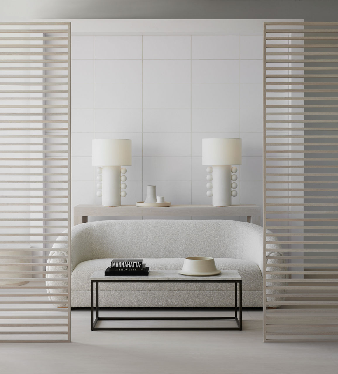 Tiglia Tall Table Lamp | Plaster White | Linen Shade