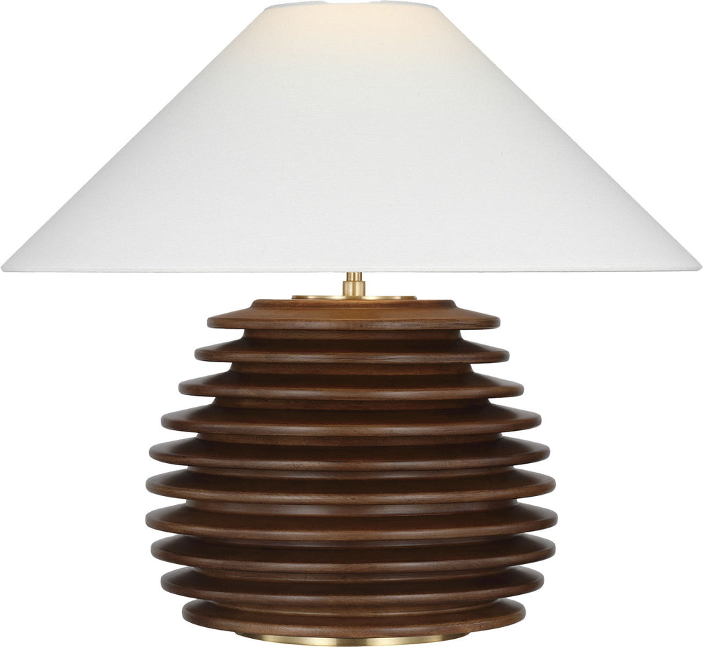 Crenelle 20" Stacked Table Lamp | Burnished Birch | Linen Shade