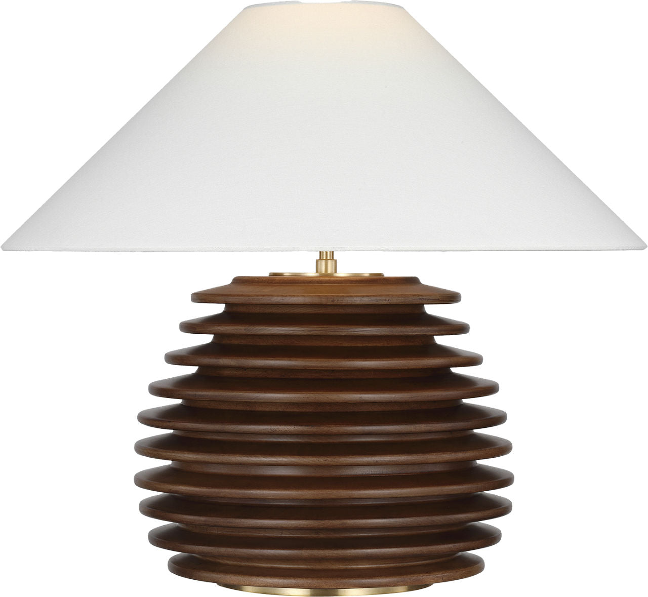 Crenelle 20" Stacked Table Lamp | Burnished Birch | Linen Shade