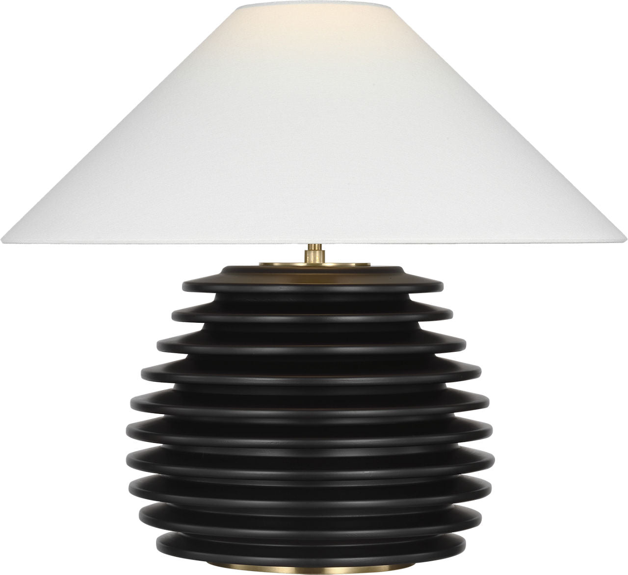 Crenelle 20" Stacked Table Lamp | Ebonized Birch | Linen Shad