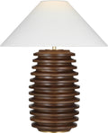 Crenelle 27" Stacked Table Lamp | Burnished Birch | Linen Shade