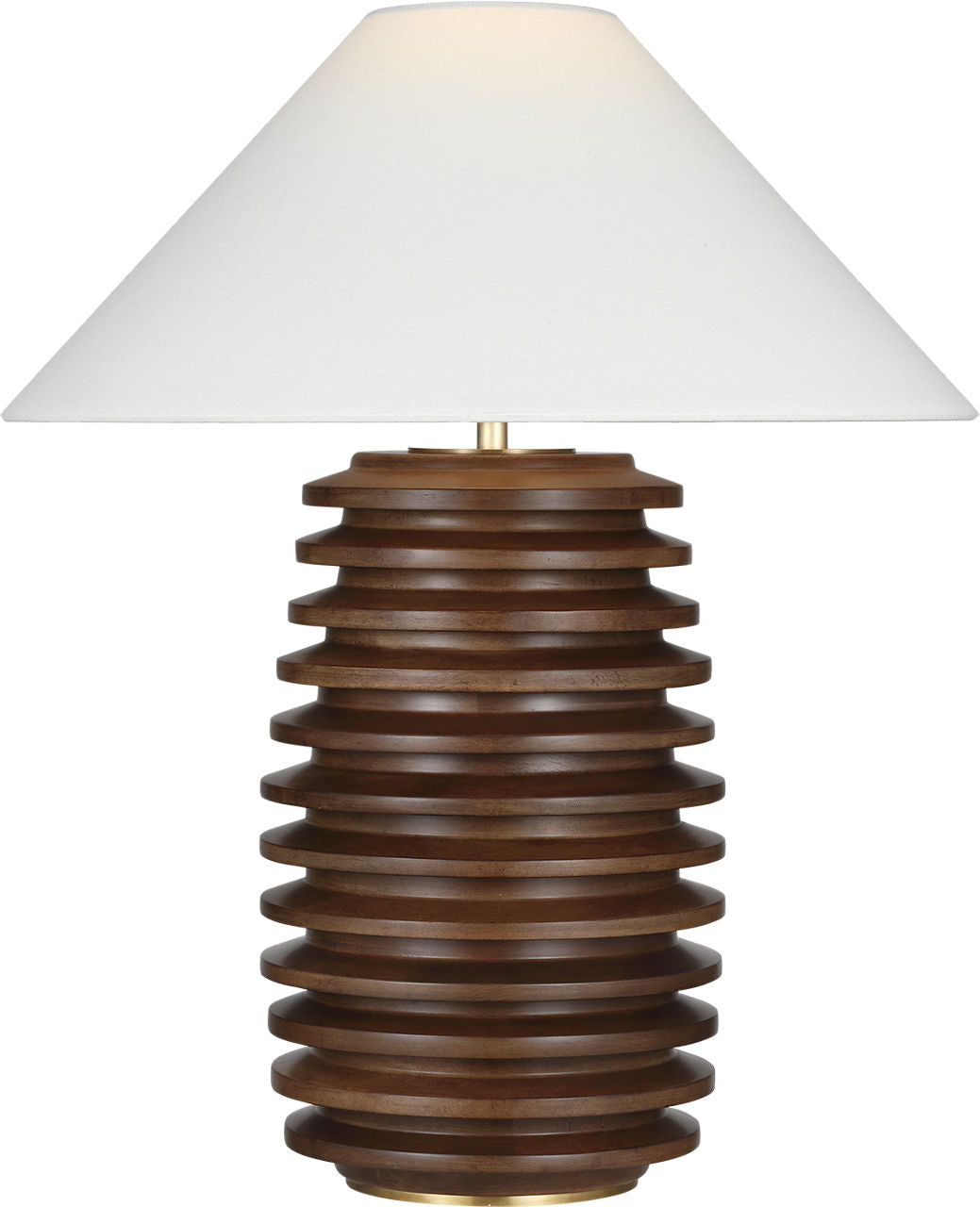 Crenelle 27" Stacked Table Lamp | Burnished Birch | Linen Shade