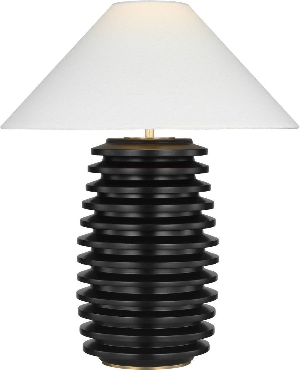 Crenelle 27" Stacked Table Lamp | Ebonized Birch | Linen Shade