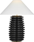 Crenelle 27" Stacked Table Lamp | Ebonized Birch | Linen Shade