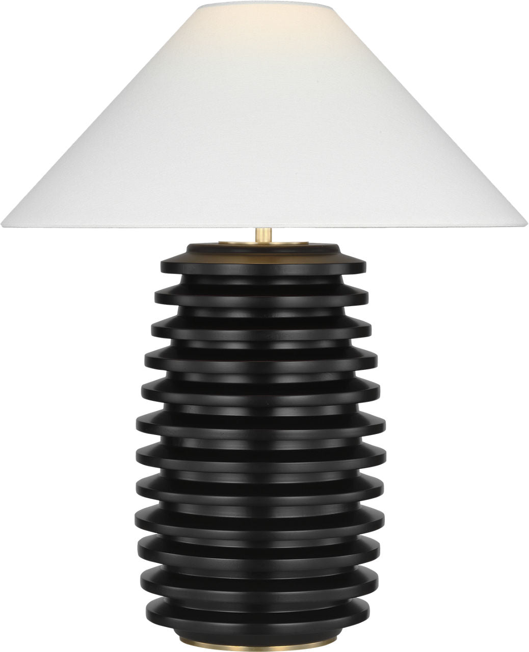 Crenelle 27" Stacked Table Lamp | Ebonized Birch | Linen Shade