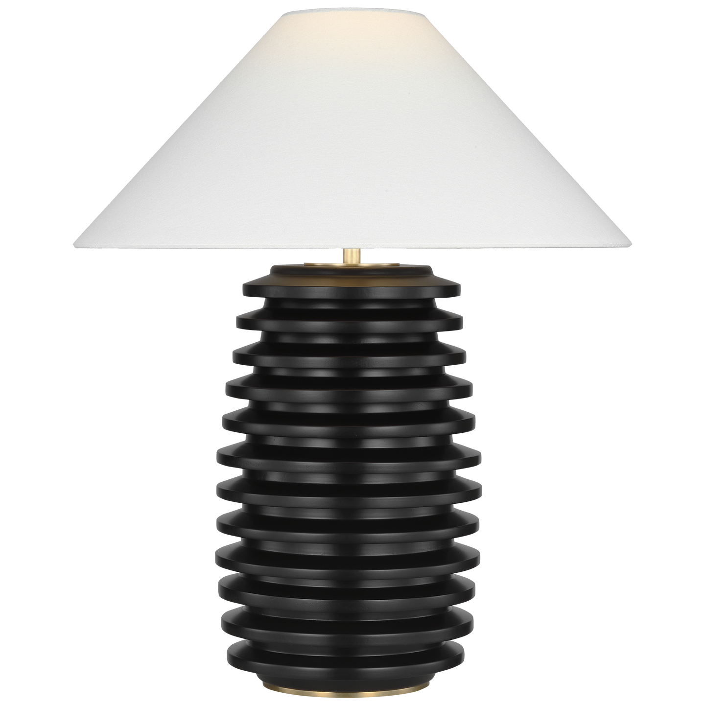 Crenelle 27" Stacked Table Lamp | Ebonized Birch | Linen Shade