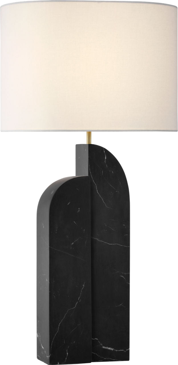 Savoye Large Left Table Lamp | Black Marble | Linen Shade