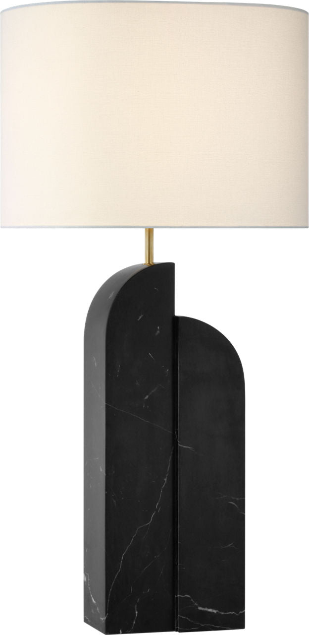 Savoye Large Right Table Lamp | Black Marble | Linen Shade