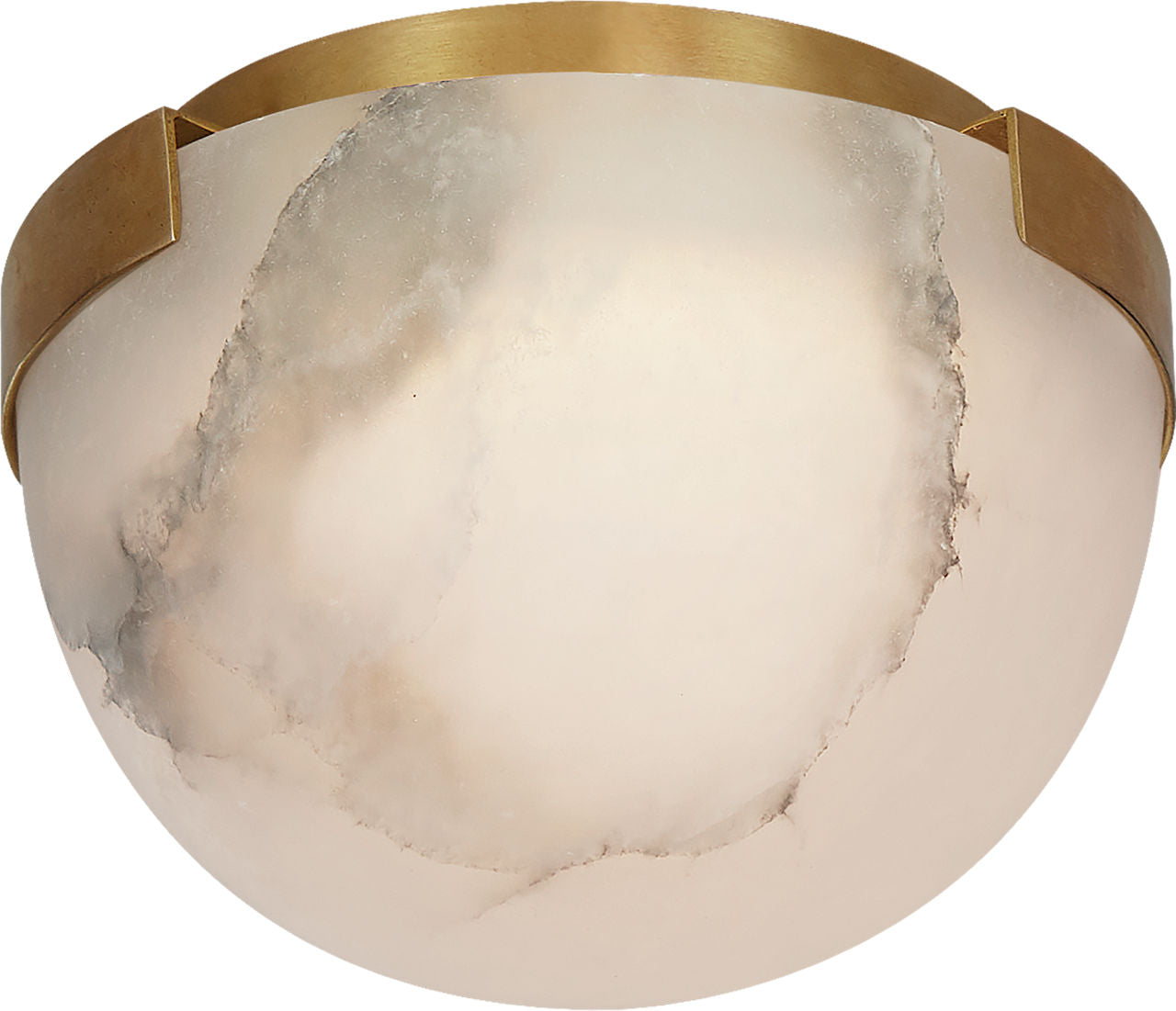 Melange 5" Solitaire Flush Mount | Antique-Burnished Brass | Alabaster Shade