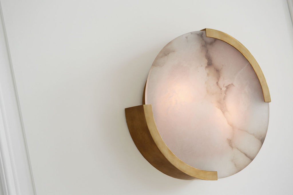 Melange Large Flush Mount | Antique-Burnished Brass | Alabaster