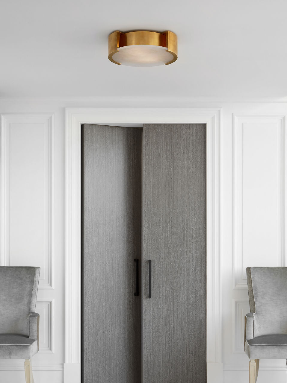 Melange Large Flush Mount | Antique-Burnished Brass | Alabaster