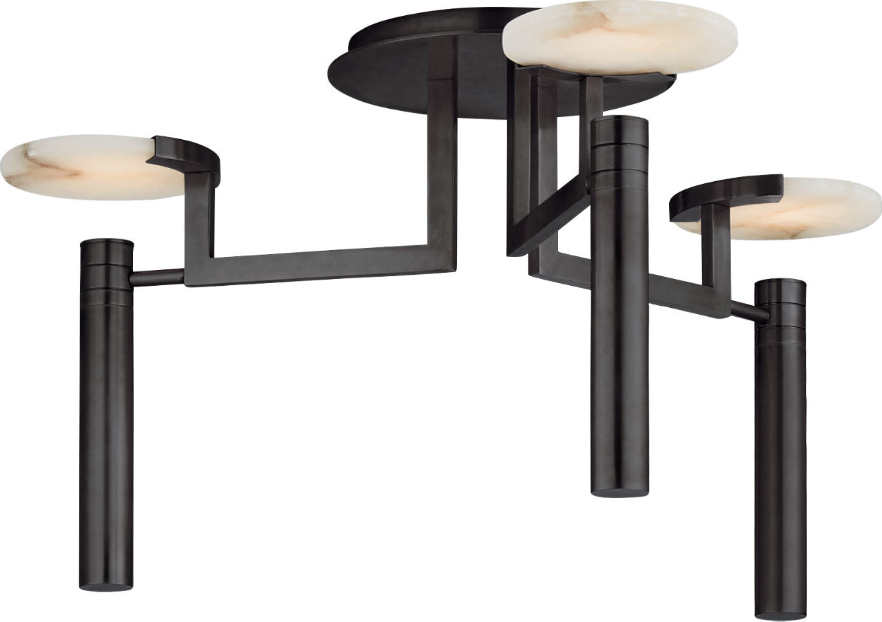 Melange Large Floating Disc Semi-Flush Chandelier | Bronze | Alabaster