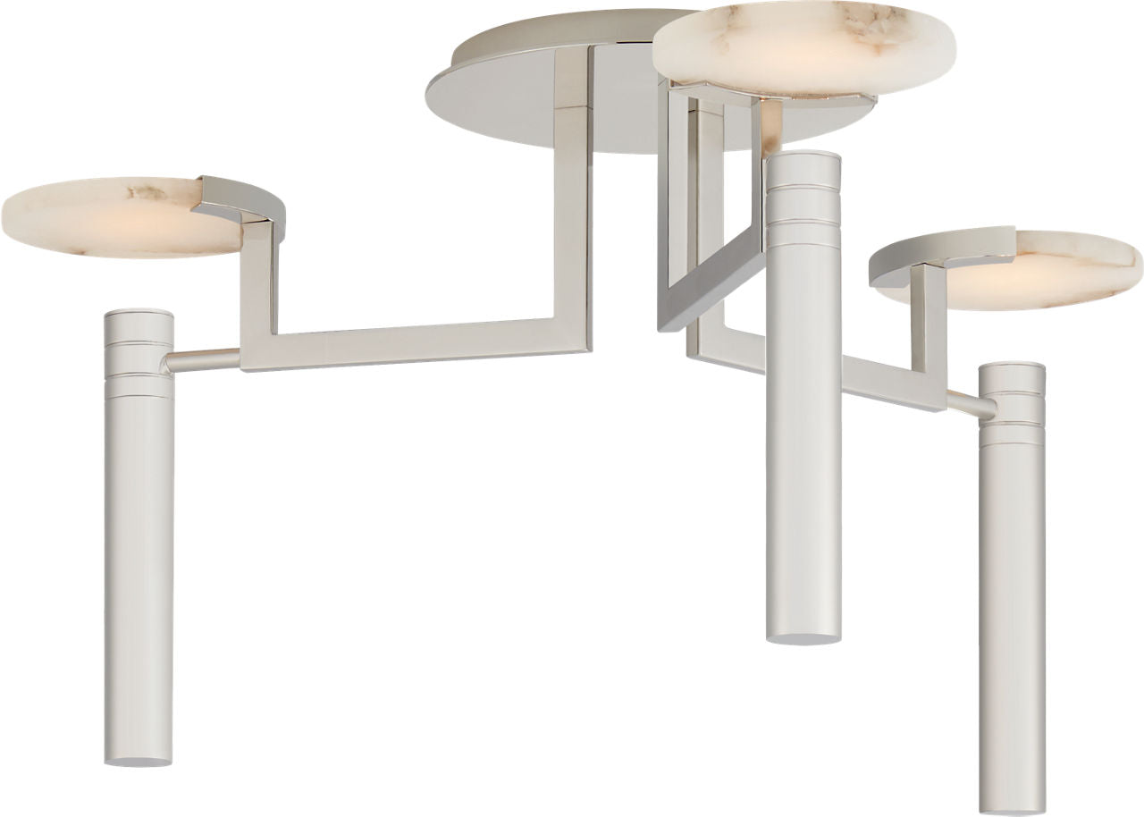 Melange Large Floating Disc Semi-Flush Chandelier | Polished Nickel | Alabaster