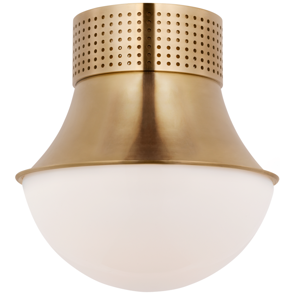 Precision 9" Flush Mount | Antique-Burnished Brass | White Glass