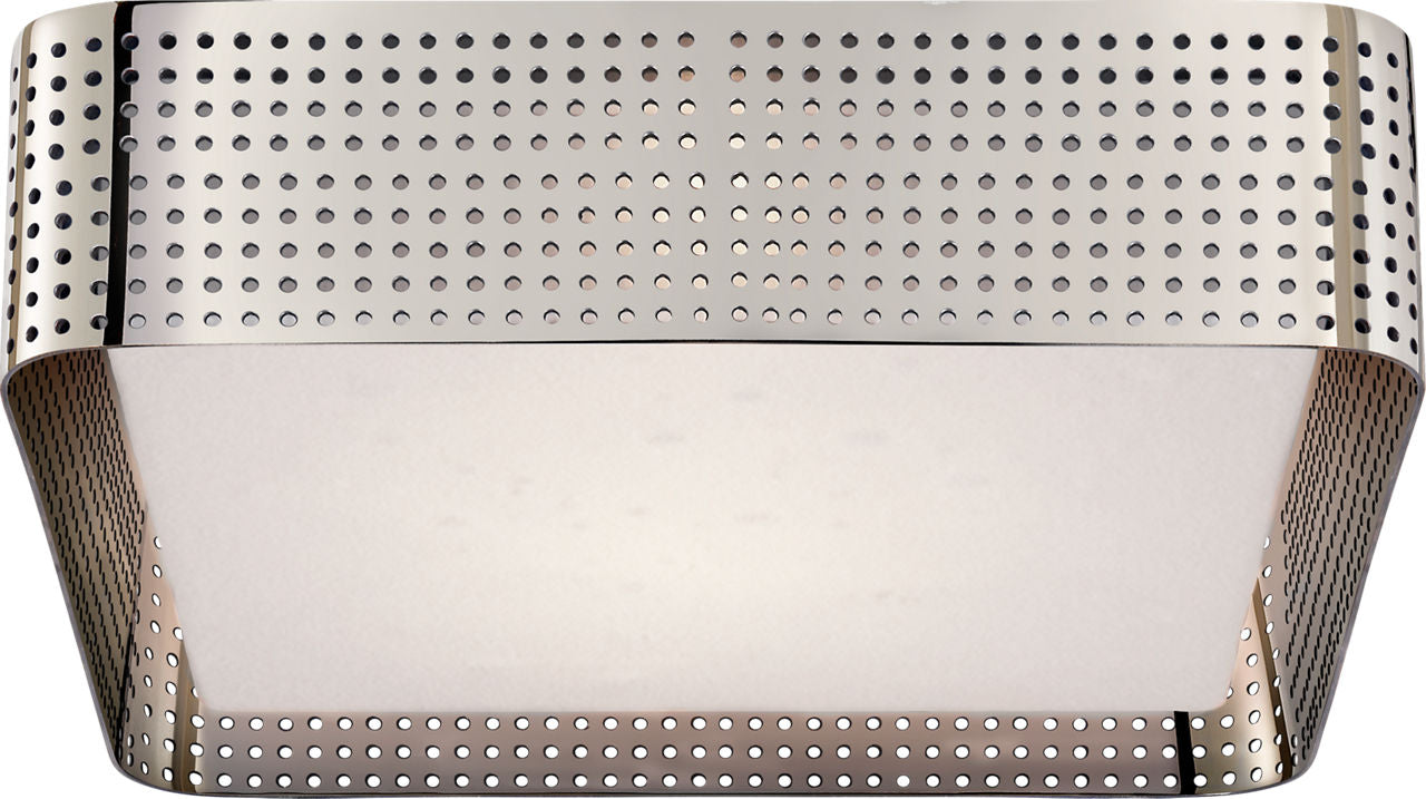 Precision Large Square Flush Mount | Polished Nickel | Clouded Glass