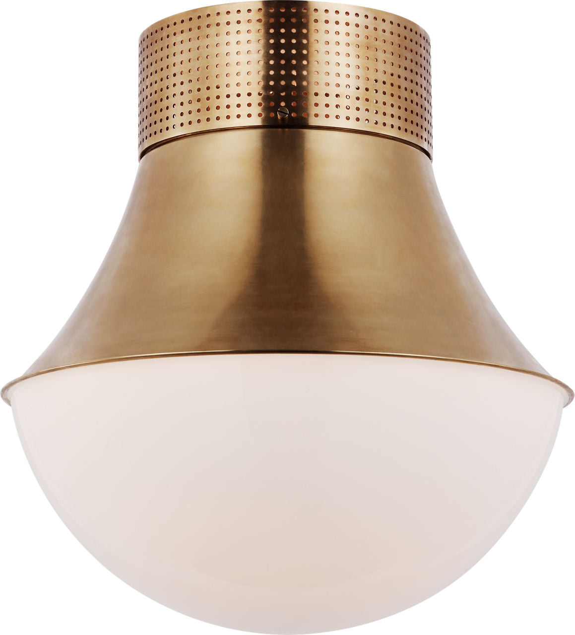 Precision 17" Flush Mount | Antique-Burnished Brass | White Glass