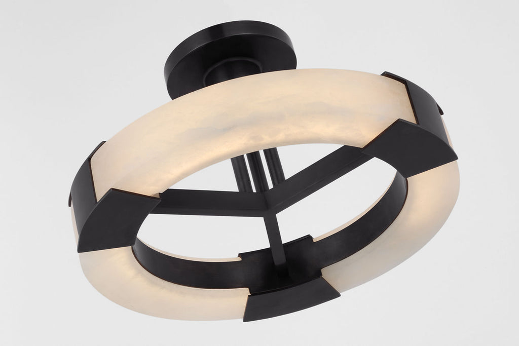 Covet Medium Ring Semi-Flush Mount | Bronze and Alabaster