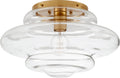Tableau Medium Flush Mount | Antique-Burnished Brass | Clear Glass