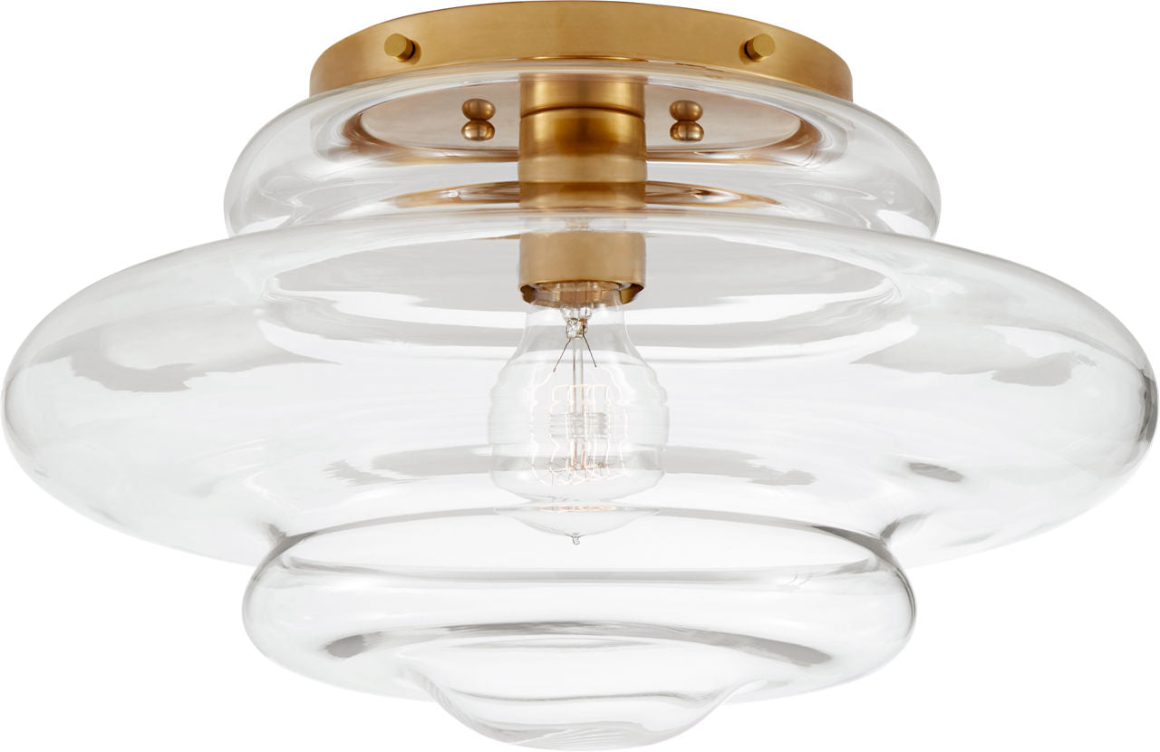 Tableau Medium Flush Mount | Antique-Burnished Brass | Clear Glass