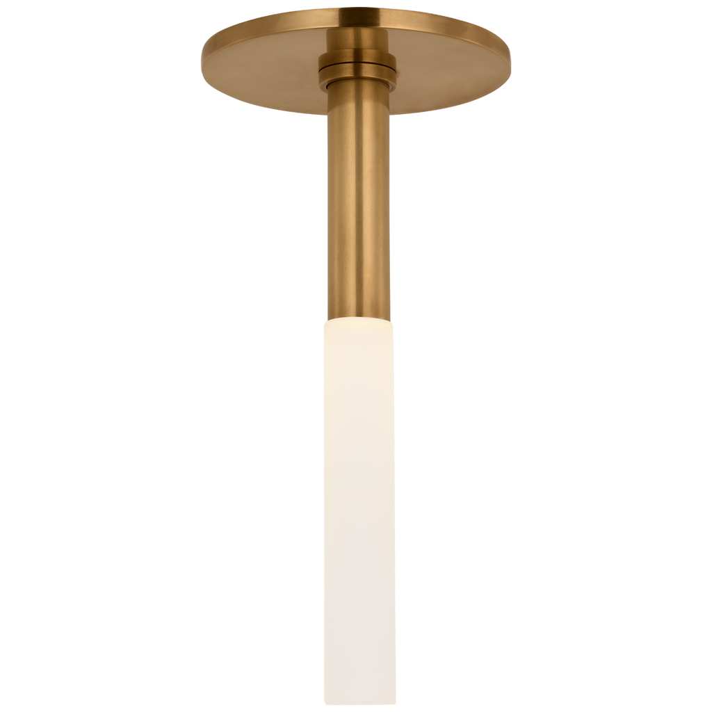 Rousseau Monopoint Flush Mount | Antique-Burnished Brass | Etched Crystal