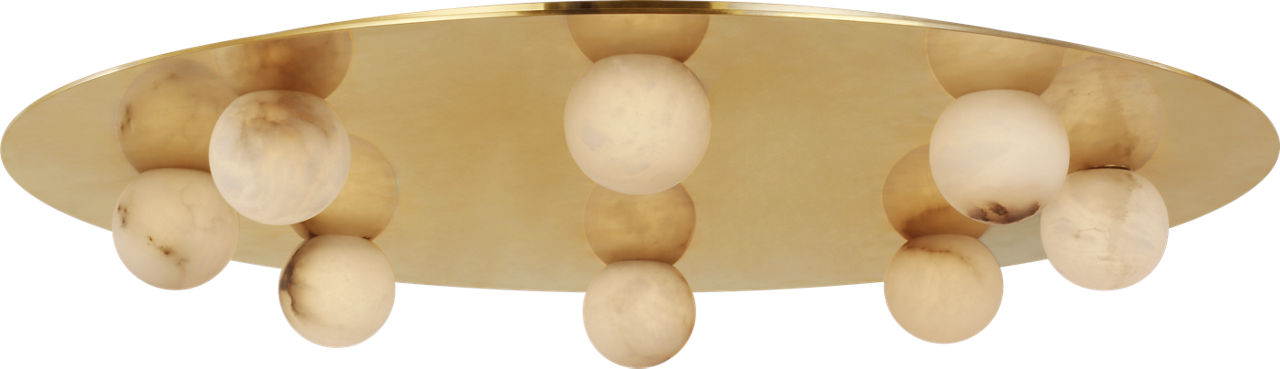 Pertica 30" Eight Light Flush Mount | Mirrored Antique Brass | Alabaster