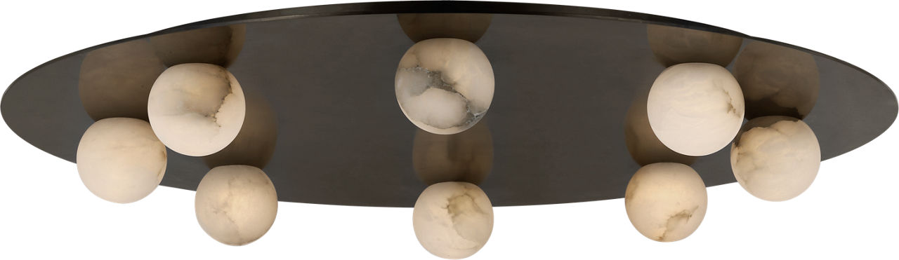 Pertica 30" Eight Light Flush Mount | Mirrored Bronze | Alabaster