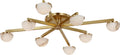 Pedra Large Staggered Arm Flush Mount | Antique-Burnished Brass | Alabaster