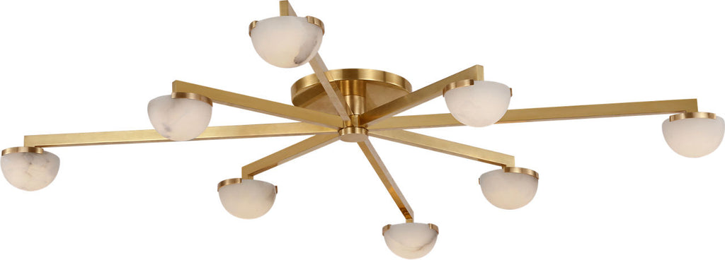 Pedra Extra Large Staggered Arm Flush Mount | Antique-Burnished Brass | Alabaster