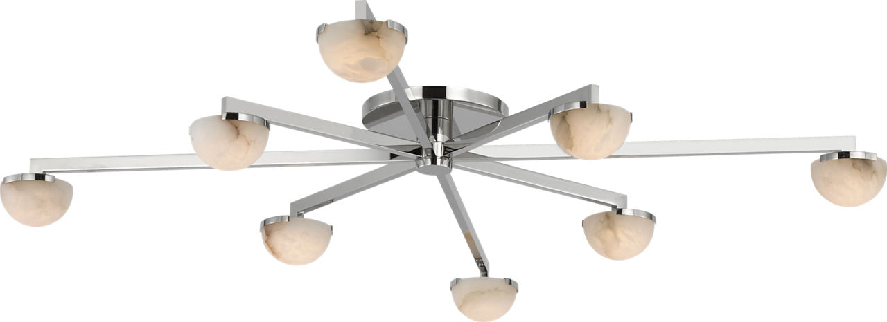 Pedra Extra Large Staggered Arm Flush Mount | Polished Nickel | Alabaster